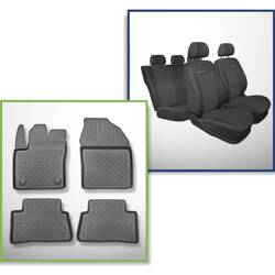 Ensemble: tapis de voiture en TPE + housses de siège confectionnées sur mesure pour Toyota C-HR SUV (01.2017-2019) - Elegance P-1 - aussi pour la version hybride