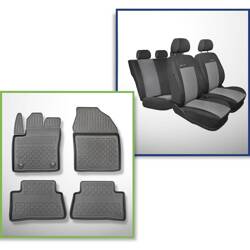 Ensemble: tapis de voiture en TPE + housses de siège confectionnées sur mesure pour Toyota C-HR SUV (01.2017-2019) - Elegance P-2 - aussi pour la version hybride