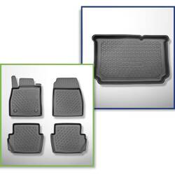 Ensemble: tapis de voiture en TPE + tapis de coffre pour Ford Fiesta VII Hayon (07.2017-....) - Aristar - Cool liner - coffre inférieur; modèles sans plancher amovible du coffre; aussi pour la version hybride