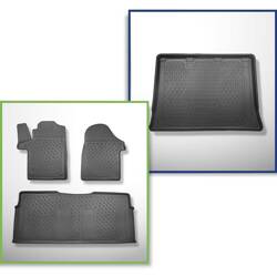 Ensemble: tapis de voiture en TPE + tapis de coffre pour Mercedes-Benz Vito W447 Van (10.2014-....) - Aristar - Cool liner - derrière troisième rangée de sièges; version Extra longue (Extra Long) (empattement 3430 mm, longueur du véhicule 5370 mm); sans s