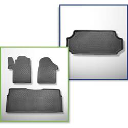 Ensemble: tapis de voiture en TPE + tapis de coffre pour Mercedes-Benz Vito W447 Van (10.2014-....) - Aristar - Cool liner - version longue (empattement 3.200 mm; longueur de l’auto 5.140 mm); toutes les versions d'équipement; sans la troisième rangée de