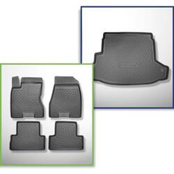 Ensemble: tapis de voiture en TPE + tapis de coffre pour Nissan X-Trail II T31 SUV (06.2007-07.2014) - Aristar - Cool liner - coffre supérieur