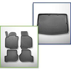 Ensemble: tapis de voiture en TPE + tapis de coffre pour Volkswagen Golf VI Hayon (04.2009-09.2012) - Aristar - Cool liner - rangée arrière de sièges déplacée au maximum vers l'arrière; coffre supérieur