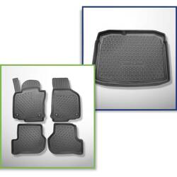 Ensemble: tapis de voiture en TPE + tapis de coffre pour Volkswagen Golf VI Hayon (09.2008-09.2012) - Aristar - Cool liner - avec roue de secours à usage temporaire ou kit de réparation