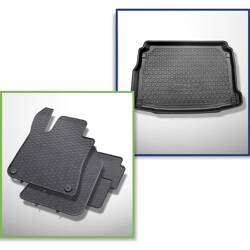 Ensemble: tapis de voiture en caoutchouc geyer&hosaja + tapis de coffre aristar pour Peugeot 308 II Hayon (08.2013-11.2021) - Cool liner - coffre supérieur (seuil de chargement plat) ; avec cavité droite; avec roue de secours taille normale