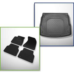 Ensemble: tapis feutre + tapis de coffre pour Audi A8 D4 (01.2010-09.2013) 4 porte - Guardliner - version longue; avec roue de secours à usage temporaire / kit de réparation; aussi pour la version Quattro