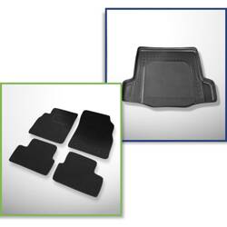 Ensemble: tapis feutre + tapis de coffre pour Chevrolet Cruze (05.2009-2011) 4 porte - Standard - avec roue de secours à usage temporaire