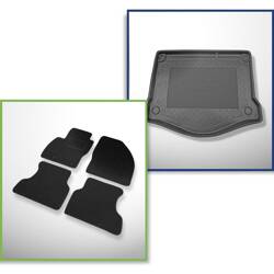 Ensemble: tapis feutre + tapis de coffre pour Ford Focus II (2005-2010) 3 porte, 5 porte - Standard - avec roue de secours à usage temporaire ou kit de réparation