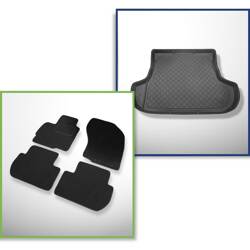 Ensemble: tapis feutre + tapis de coffre pour Peugeot 4007 (03.2007-08.2012) 5 porte - Guardliner - 5/7 places; 3e rangée abaissée (avec et sans subwoofer)