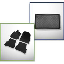 Ensemble: tapis feutre + tapis de coffre pour Renault Captur I (04.2013-12.2019) 5 porte - Guardliner - sur le coffre inférieur et supérieur