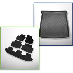 Ensemble: tapis feutre + tapis de coffre pour Seat Alhambra II (09.2010-2020) 5 porte - Guardliner - 7 places; 3me rangée abaissée