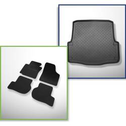 Ensemble: tapis feutre + tapis de coffre pour Skoda Octavia II 1Z (2004-04.2013) 5 porte - Guardliner - coffre inférieur; aussi pour la version Scout et 4 roues motrices