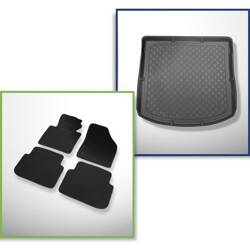 Ensemble: tapis feutre + tapis de coffre pour Volkswagen Touran I 1T (09.2010-08.2015) 5 porte - Guardliner - 7 places; 3me rangée abaissée