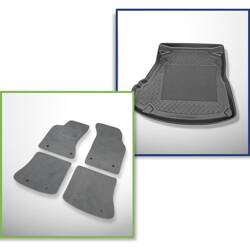 Ensemble: tapis velours + tapis de coffre pour Audi A4 I B5 (1995-10.2001) 4 porte - Standard - banquette arri?re escamotable ; sans CD / navigation ? gauche