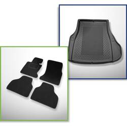 Ensemble: tapis velours + tapis de coffre pour BMW 7 E65 (09.2001-2008) 4 porte - Standard - version standard et longue