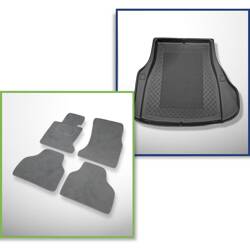 Ensemble: tapis velours + tapis de coffre pour BMW 7 E66 (09.2001-2008) 4 porte - Standard - version standard et longue