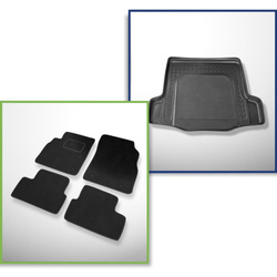 Ensemble: tapis velours + tapis de coffre pour Chevrolet Cruze (05.2009-2011) 4 porte - Standard - avec roue de secours à usage temporaire