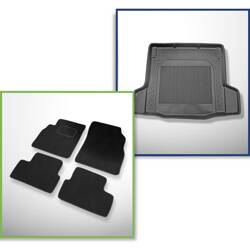 Ensemble: tapis velours + tapis de coffre pour Chevrolet Cruze (2011-2016) 4 porte - Standard - avec kit de réparation