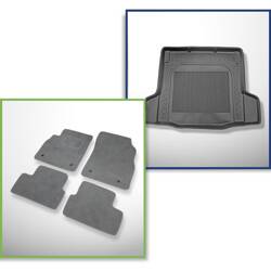 Ensemble: tapis velours + tapis de coffre pour Chevrolet Cruze (2011-2016) 4 porte - Standard - avec kit de réparation