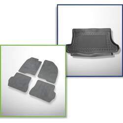 Ensemble: tapis velours + tapis de coffre pour Ford Fusion I (2003-2005) 5 porte - Standard