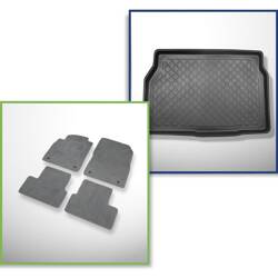 Ensemble: tapis velours + tapis de coffre pour Opel Astra J (09.2009-12.2014) 3 porte, 5 porte - Guardliner - sans insert supplémentaire dans le coffre ; aussi pour GTC