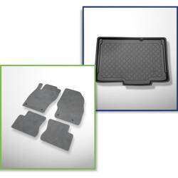 Ensemble: tapis velours + tapis de coffre pour Opel Corsa D (2006-11.2014) 3 porte, 5 porte - Guardliner - coffre inférieur