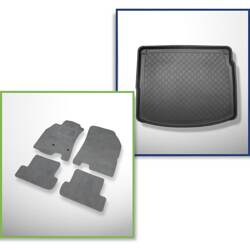 Ensemble: tapis velours + tapis de coffre pour Renault Megane III (06.2009-08.2016) 5 porte - Guardliner - sans cavités