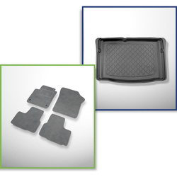 Ensemble: tapis velours + tapis de coffre pour Seat Mii I (12.2012-2019) 3 porte, 5 porte - Guardliner - coffre inférieur