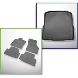 Ensemble: tapis velours + tapis de coffre pour Skoda Octavia III 5E (05.2013-2019) 5 porte - Guardliner - coffre inférieur (sans plancher multi-fonctions)