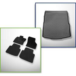 Ensemble: tapis velours + tapis de coffre pour Volkswagen Passat B8 (12.2014-12.2021) 4 porte - Guardliner - coffre supérieur ; avec roue de secours taille normale