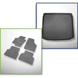 Ensemble: tapis velours + tapis de coffre pour Volkswagen Tiguan I (07.2007-04.2016) 5 porte - Guardliner - coffre inférieur; avec kit de réparation