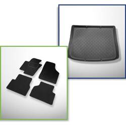 Ensemble: tapis velours + tapis de coffre pour Volkswagen Tiguan I (07.2007-04.2016) 5 porte - Guardliner - coffre supérieur (seuil de chargement plat)