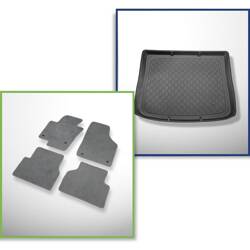 Ensemble: tapis velours + tapis de coffre pour Volkswagen Tiguan I (07.2007-04.2016) 5 porte - Guardliner - coffre supérieur (seuil de chargement plat)