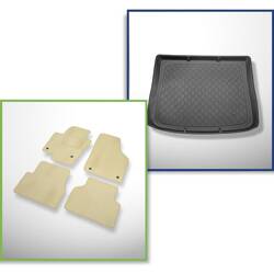 Ensemble: tapis velours + tapis de coffre pour Volkswagen Tiguan I (07.2007-04.2016) 5 porte - Guardliner - coffre supérieur (seuil de chargement plat)