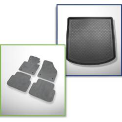 Ensemble: tapis velours + tapis de coffre pour Volkswagen Touran I 1T (03.2003-08.2015) 5 porte - Guardliner - 5 places