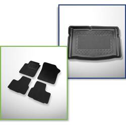 Ensemble: tapis velours + tapis de coffre pour Volkswagen up! I (09.2011-....) 3 porte, 5 porte - Standard - coffre inférieur