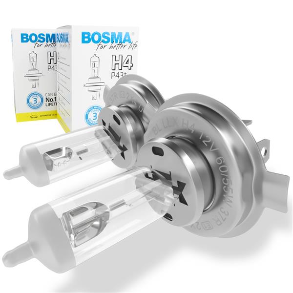 Ampoules halogènes H4 - 12 [V] 60/55 [W] - BOSMA - Lifetime No.1 - 2 pc.