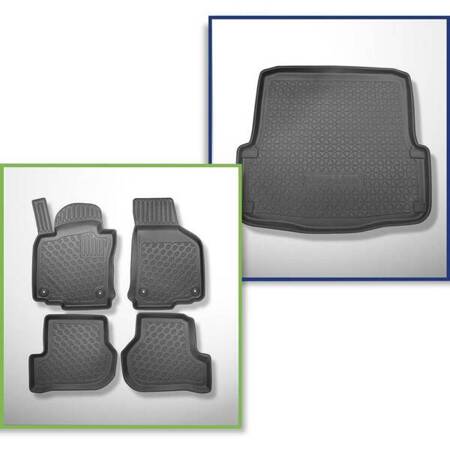 Ensemble: tapis de voiture en TPE + tapis de coffre pour Skoda Octavia II 1Z Break (2004-04.2013) - Aristar - Cool liner - coffre inférieur; aussi pour la version Scout et 4 roues motrices