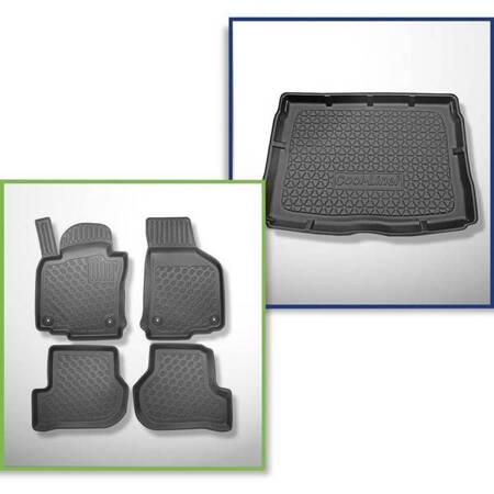 Ensemble: tapis de voiture en TPE + tapis de coffre pour Volkswagen Golf V Hayon (10.2003-2008) - Aristar - Cool liner - avec roue de secours taille normale et/ou entraînement 4 roues (4 Motion)