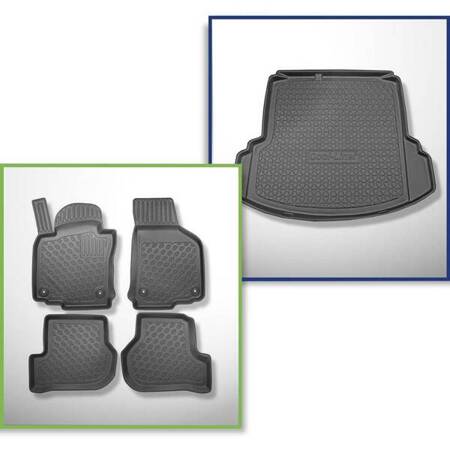 Ensemble: tapis de voiture en TPE + tapis de coffre pour Volkswagen Jetta 1K Berline (08.2005-2011) - Aristar - Cool liner - avec cavité gauche et droite