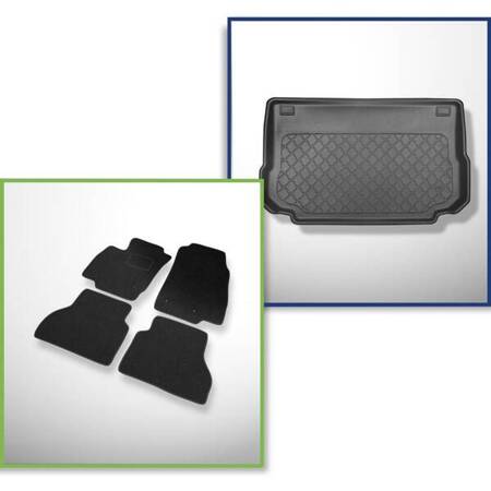 Ensemble: tapis feutre + tapis de coffre pour Ford B-MAX (09.2012-11.2017) 5 porte - Guardliner - coffre supérieur (plancher double amovible du coffre en position haute)