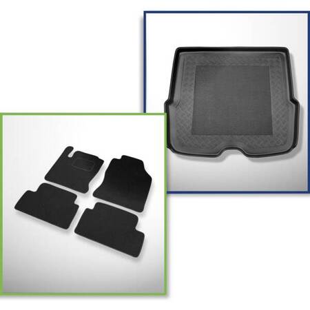 Ensemble: tapis feutre + tapis de coffre pour Ford Focus I (1998-2004) 5 porte - Standard