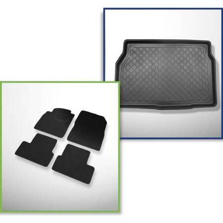 Ensemble: tapis feutre + tapis de coffre pour Opel Astra J (09.2009-12.2014) 3 porte, 5 porte - Guardliner - sans insert supplémentaire dans le coffre ; aussi pour GTC