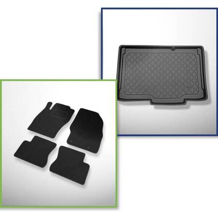 Ensemble: tapis feutre + tapis de coffre pour Opel Corsa D (2006-11.2014) 3 porte, 5 porte - Guardliner - coffre inférieur