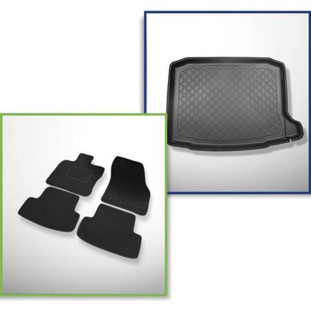 Ensemble: tapis feutre + tapis de coffre pour SEAT Ateca (09.2016-....) 5 porte - Guardliner - coffre inférieur ; modèles sans plancher amovible du coffre