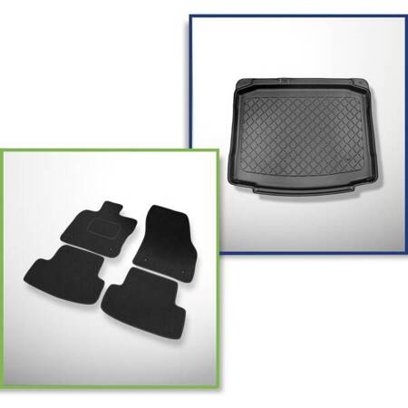 Ensemble: tapis feutre + tapis de coffre pour Skoda Karoq (11.2017-....) 5 porte - Guardliner - coffre inférieur; avec roue de secours à usage temporaire ou kit de réparation; sans plancher multi-fonctions