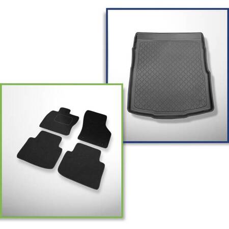 Ensemble: tapis feutre + tapis de coffre pour Volkswagen Passat B8 (12.2014-12.2021) 4 porte - Guardliner - coffre supérieur ; avec roue de secours taille normale