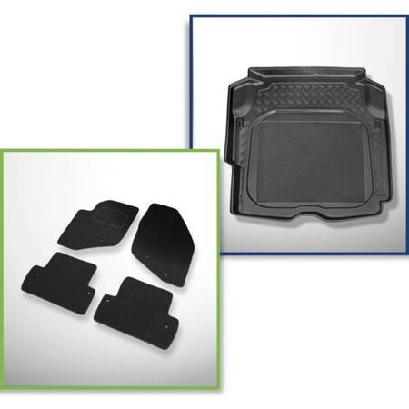 Ensemble: tapis feutre + tapis de coffre pour Volvo S60 I (11.2000-2009) 4 porte - Standard - avec navigation a gauche