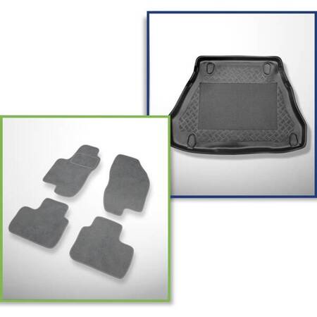 Ensemble: tapis velours + tapis de coffre pour Alfa Romeo 156 I (1997-2003) 4 porte - Standard