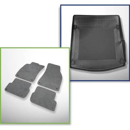 Ensemble: tapis velours + tapis de coffre pour Audi A6 C6 (2004-2006) 4 porte - Standard - aussi pour la version Quattro